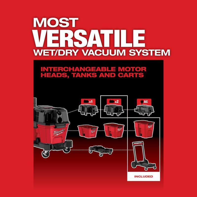 Milwaukee M18 FUEL 12 Gal. Cordless Dual-Battery Wet/Dry Shop Vac Kit with Extra High Efficiency Filter and Wet Foam Filter - 0930-22HD-49-90-1978-49-90-1990