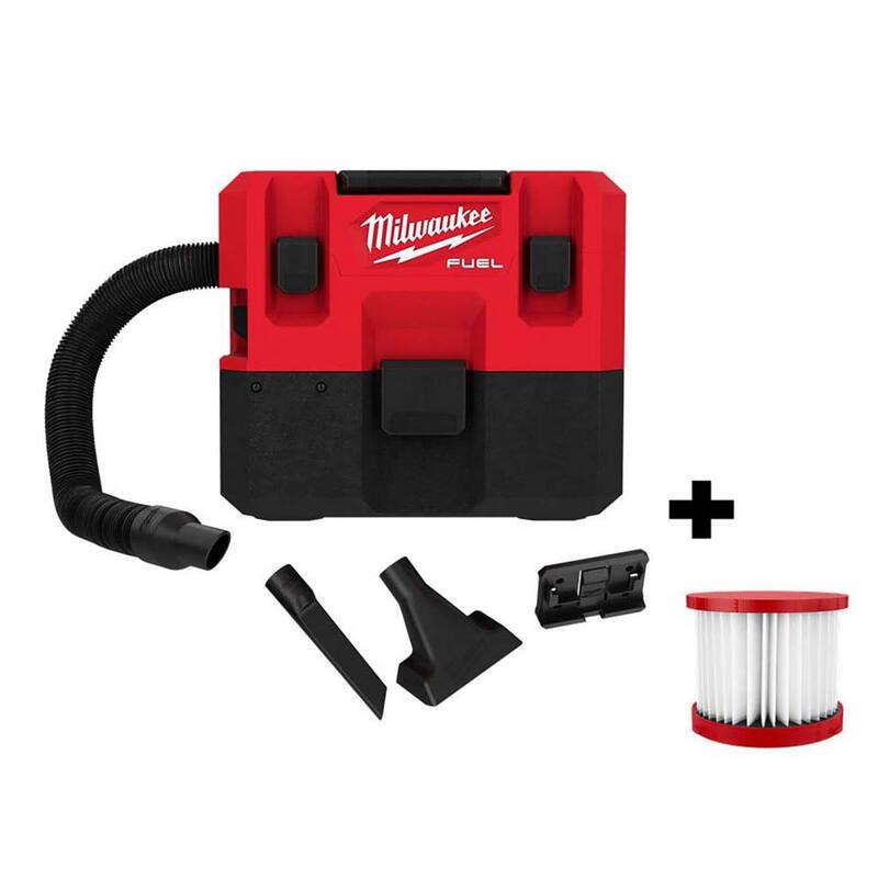 Milwaukee M12 FUEL 12-Volt Lithium-Ion Cordless 1.6 Gal. Wet/Dry Vacuum (Tool-Only) and Extra Filter - 0960-20-49-90-1900