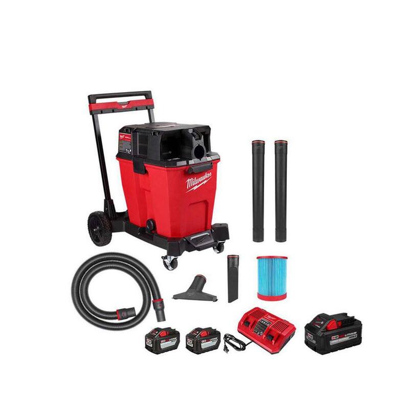 Milwaukee M18 FUEL 12 Gal. Cordless DUAL-BATTERY Wet/Dry Shop Vac Kit w/12.0 Ah Battery, Charger and Extra 8.0 Ah Battery - 0930-22HD-48-11-1880