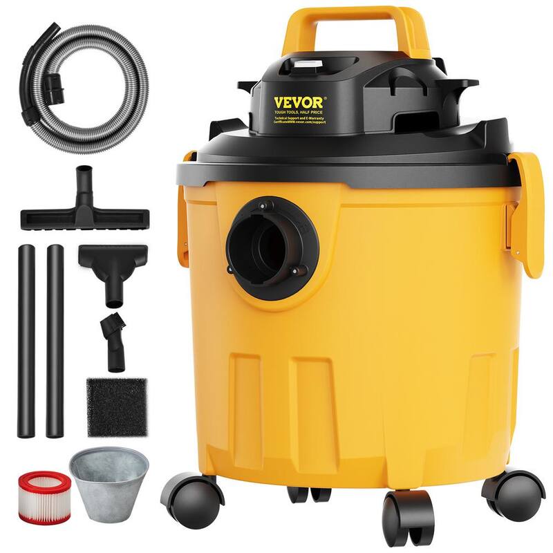 VEVOR Shop Vacuum Wet And Dry, 5 Gal. 6 Peak HP Wet/Dry Vac, Powerful Suction with Blower Function with Attachments 2-in-1 - SYGSZKXCQ18L3GOPZV1-0830
