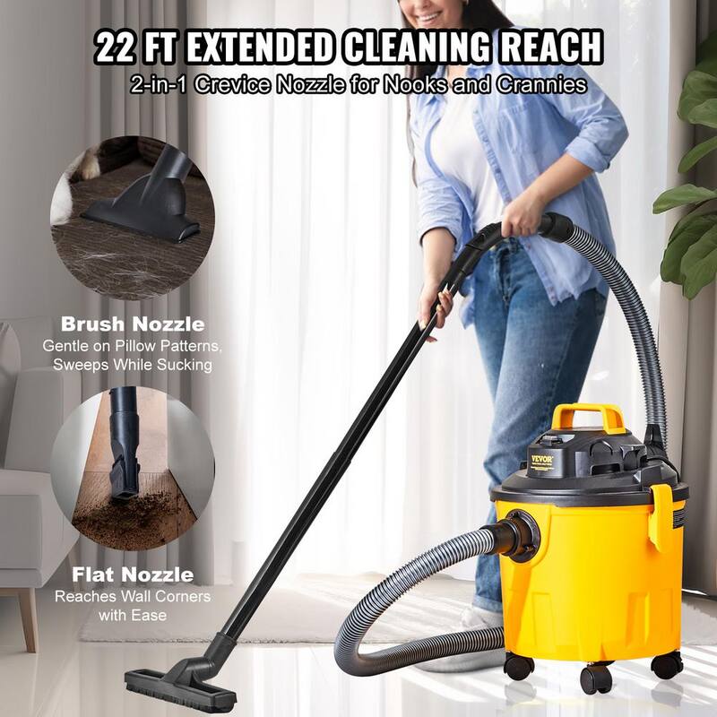 VEVOR Shop Vacuum Wet And Dry, 5 Gal. 6 Peak HP Wet/Dry Vac, Powerful Suction with Blower Function with Attachments 2-in-1 - SYGSZKXCQ18L3GOPZV1-0830