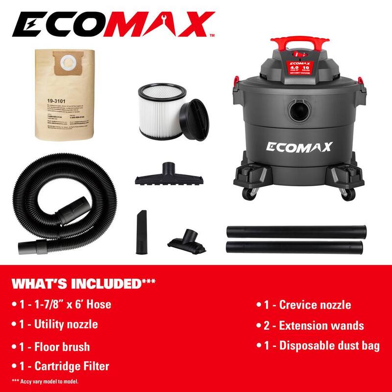 ECOMAX 10 Gal. Poly Wet/Dry Vac - EM18191P