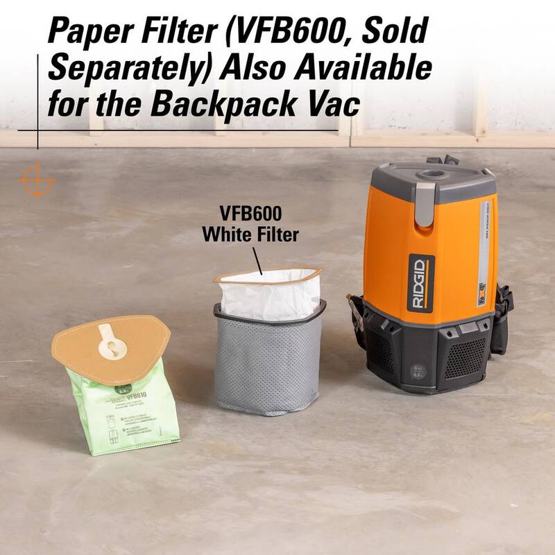 RIDGID Replacement Closed Top Dry Pick-up Only Fine Dust Filter Bags for RIDGID 6 Quart NXT Backpack Vacuum HDB600 (2-Pack) - VFB610