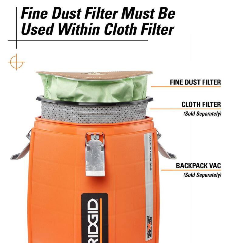 RIDGID Replacement Closed Top Dry Pick-up Only Fine Dust Filter Bags for RIDGID 6 Quart NXT Backpack Vacuum HDB600 (2-Pack) - VFB610