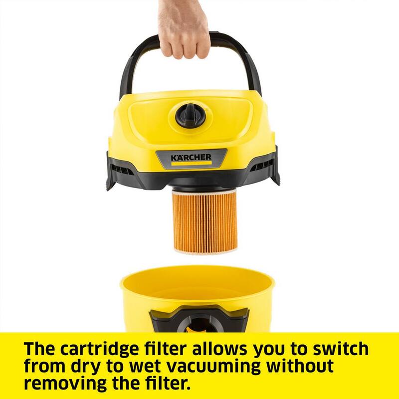 Karcher WD 3 Multi-Purpose 4.5 Gal. Wet-Dry Shop Vacuum Cleaner with Attachments, Blower Feature and Compact Design 1000-Watt - 1.628-114.0
