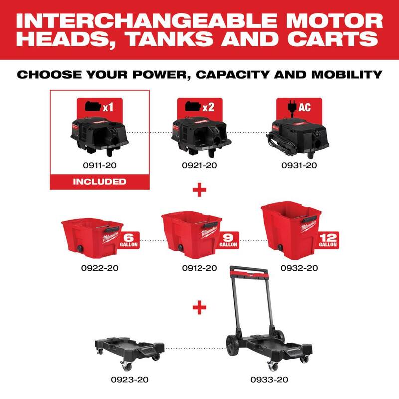 Milwaukee M18 FUEL Wet/Dry Vacuum Cordless Motor Head for Milwaukee Wet/Dry Shop Vacuums - 0911-20
