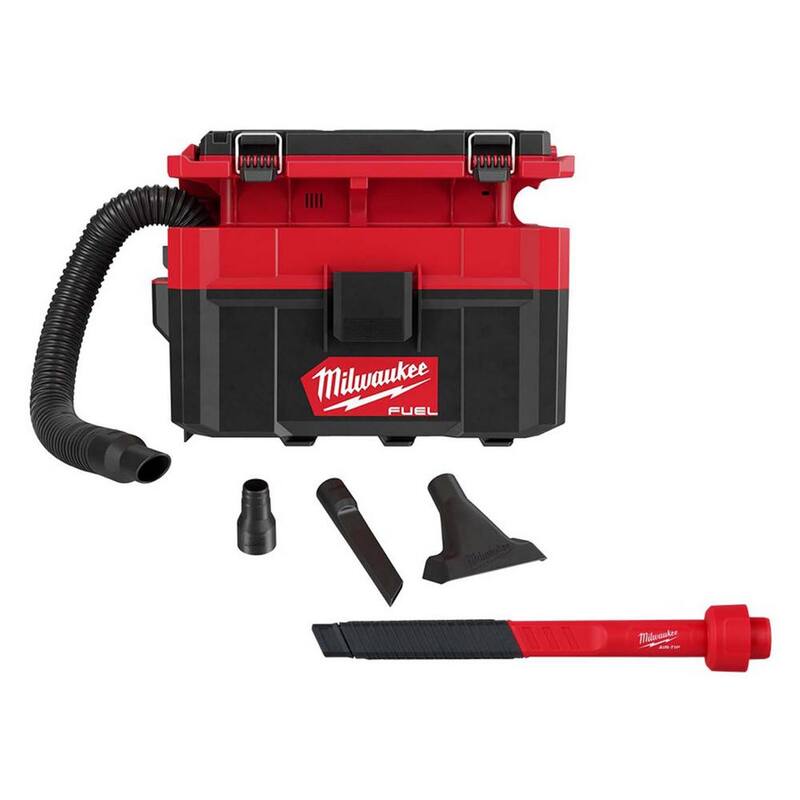Milwaukee M18 FUEL PACKOUT 18-Volt Lithium-Ion Cordless 2.5 Gal. Wet/Dry Vac w/AIR-TIP 1-1/4 in. - 2-1/2 in. Flexible Crevice Tool - 0970-20-49-90-2030