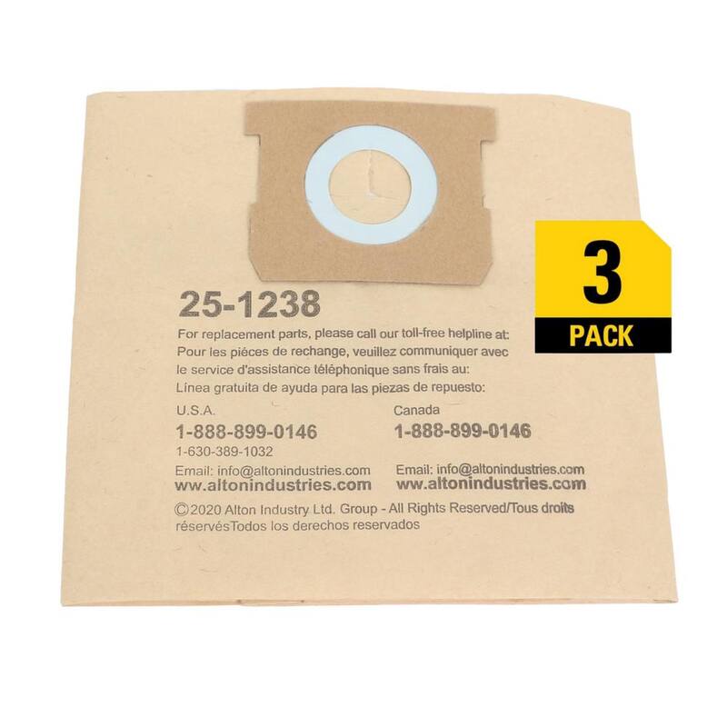 Stanley 4 Gal. Original Manufacturer Filter Bags for Porter Cable/ Wet/Dry Vacuum (3-Pack) - AT25-1238