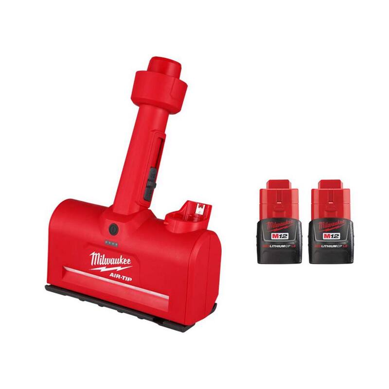 Milwaukee M12 AIR-TIP 1-1/4 in. - 2-1/2 in. Wet/Dry Shop Vacuum Utility Nozzle Attachment w/(2) M12 1.5 Ah Compact Battery Pack - 0980-20-48-11-2411