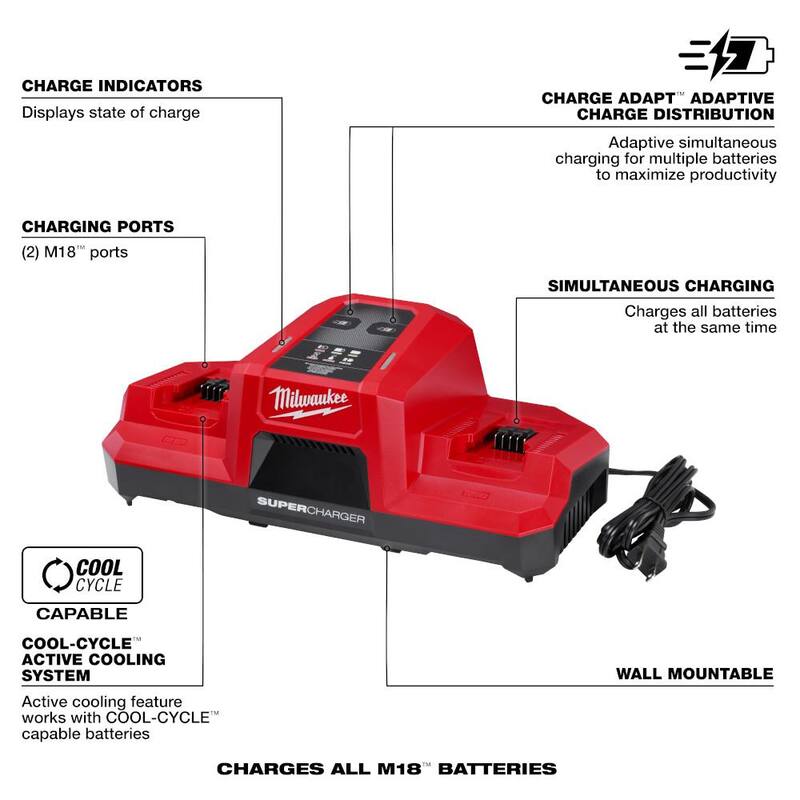 Milwaukee M18 FUEL 6 Gal. Cordless Wet/Dry Shop Vacuum with REDLITHIUM FORGE 6.0Ah Battery Pack & Simultaneous Super Charger - 0910-20-48-11-1861-48-59-1815