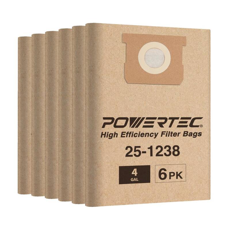 POWERTEC 4 Gal. Vacuum Bag for Stanley 25-1238/ Porter Cable PCX18301-4B, Replacement Filter Bag for Stanley, Porter Cable (6PK) - 75051-P2