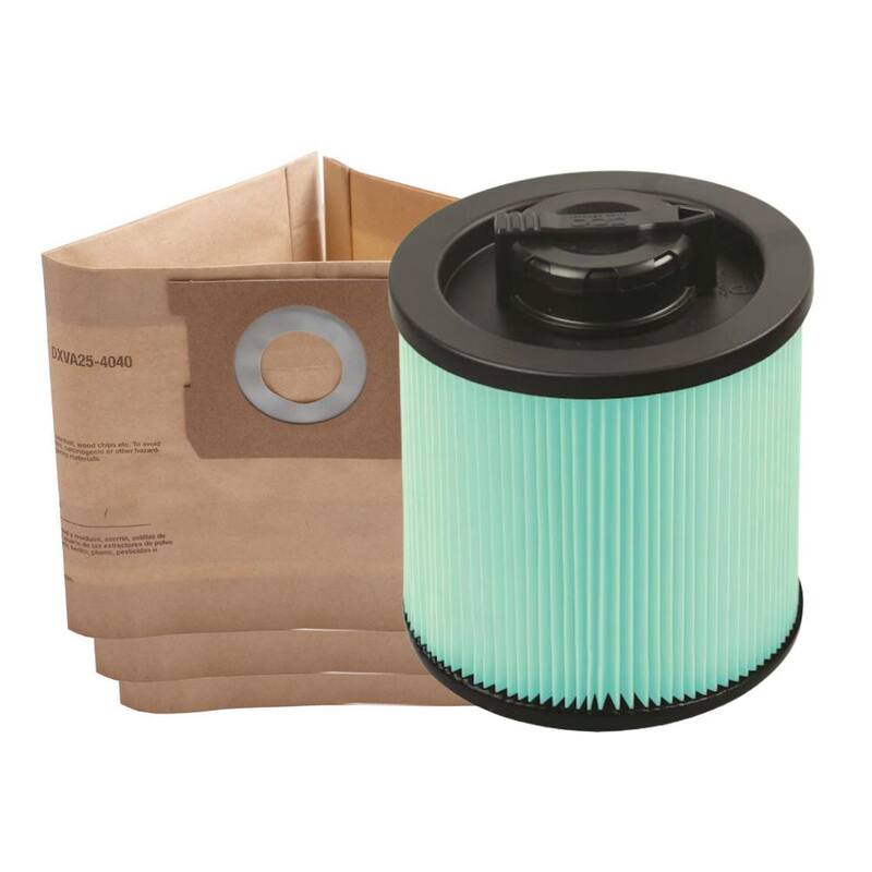 DEWALT 3-Pack Disposable Bag and HEPA Cartridge Filter Combo Pack for 4 Gallon DXV04T Wet/Dry Vacuums - 4003-4040
