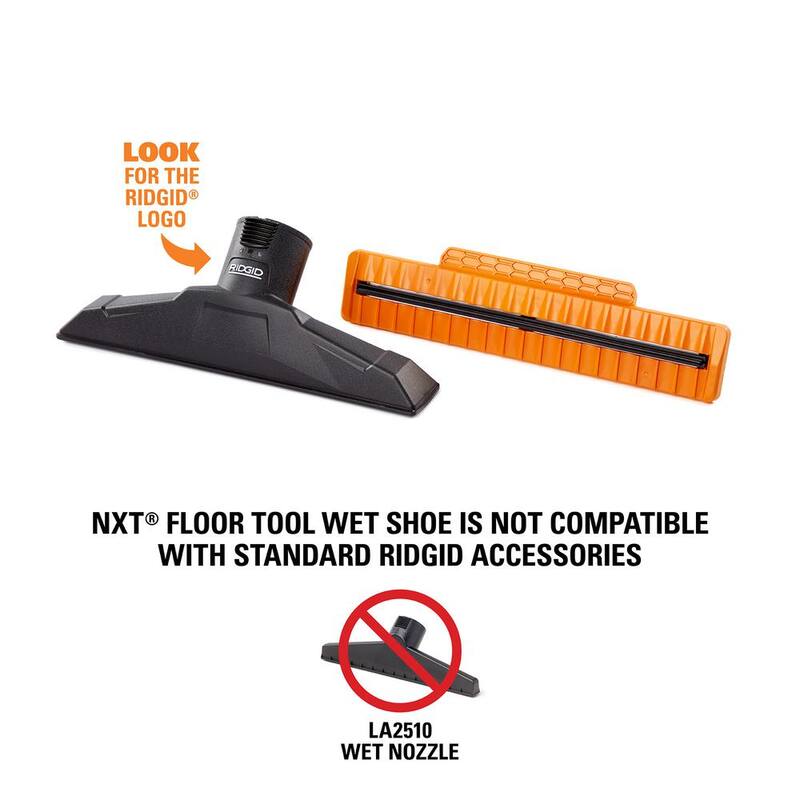 RIDGID 2-1/2 in. NXT Max Wet Floor Tool Shoe Accessory Shop Vac Attachment with Squeegee for RIDGID NXT Wet Dry Vacuums - SK1503