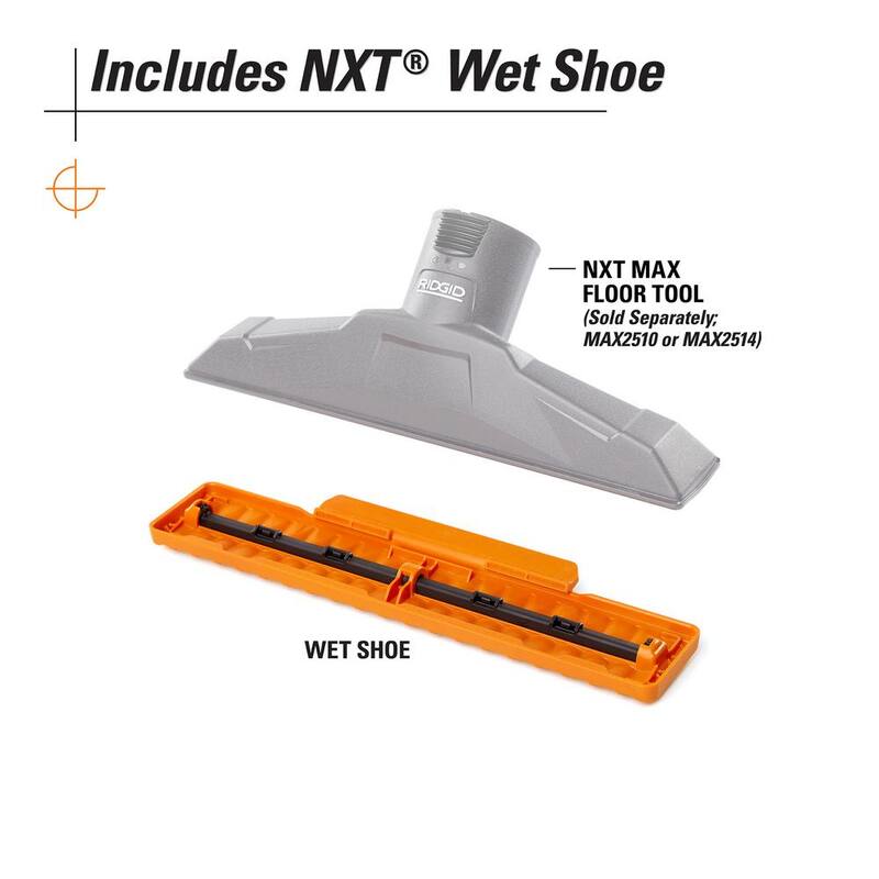 RIDGID 2-1/2 in. NXT Max Wet Floor Tool Shoe Accessory Shop Vac Attachment with Squeegee for RIDGID NXT Wet Dry Vacuums - SK1503