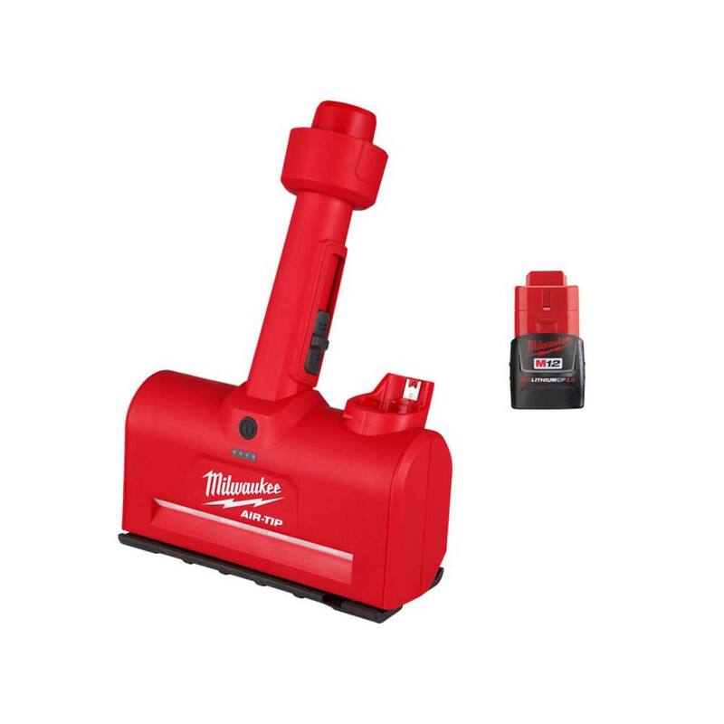 Milwaukee M12 AIR-TIP 1-1/4 in. - 2-1/2 in. Wet/Dry Shop Vacuum Utility Nozzle Attachment w/M12 2.0 Ah Compact Battery Pack - 0980-20-48-11-2420