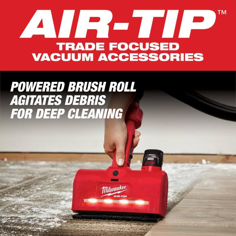 Milwaukee M12 AIR-TIP 1-1/4 in. - 2-1/2 in. Wet/Dry Shop Vacuum Utility Nozzle Attachment w/M12 2.0 Ah Compact Battery Pack - 0980-20-48-11-2420