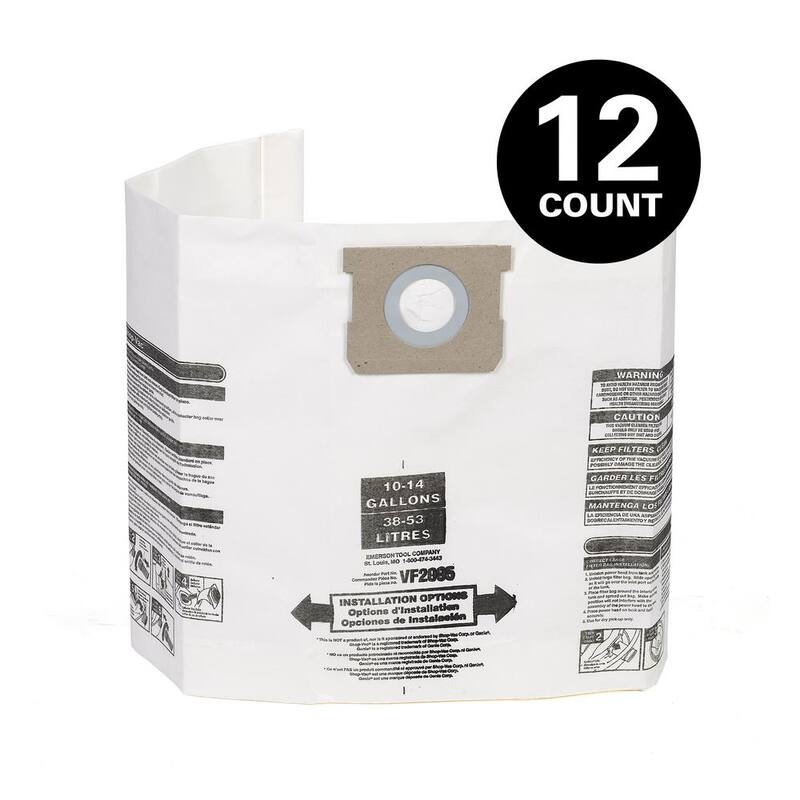 MULTI FIT General Debris Wet Dry Vacuum Dry Pick-up Only Dust Collection Bags for 10 to 14 Gal Shop-Vac Brand Shop Vacs (12-Pack) - VF2005B