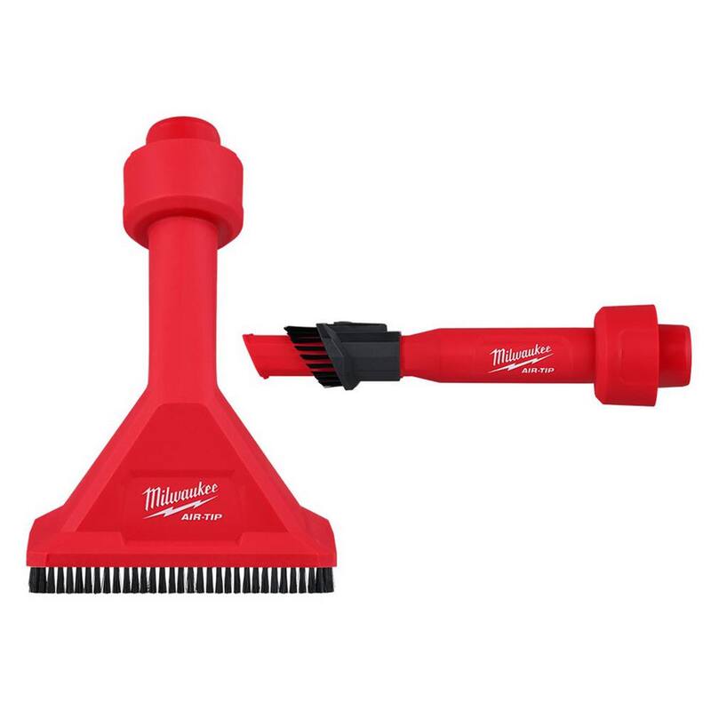 Milwaukee AIR-TIP 1-1/4 in. - 2-1/2 in. Utility Nozzle and 2-In-1 Utility Brush Attachment Kit for Wet/Dry Shop Vacuums (2-Piece) - 49-90-2038-49-90-2028