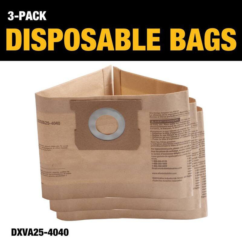 DEWALT 3-Pack Disposable Bag and Standard Cartridge Filter Combo Pack for 4 Gallon DXV04T Wet/Dry Vacuums - 4001-4040