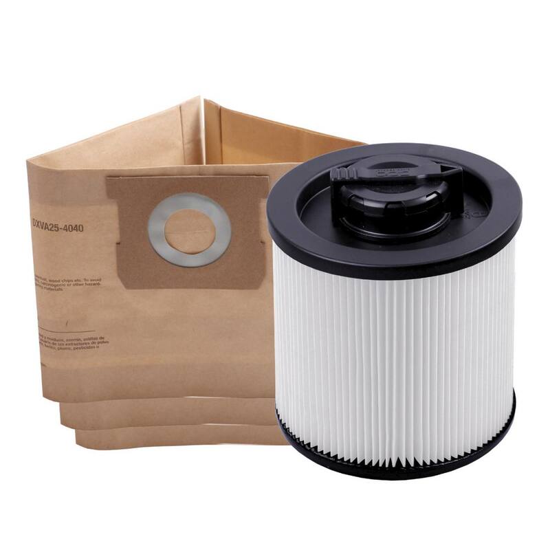 DEWALT 3-Pack Disposable Bag and Standard Cartridge Filter Combo Pack for 4 Gallon DXV04T Wet/Dry Vacuums - 4001-4040