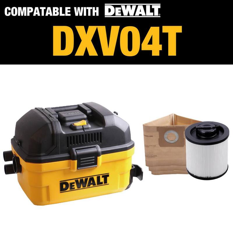 DEWALT 3-Pack Disposable Bag and Standard Cartridge Filter Combo Pack for 4 Gallon DXV04T Wet/Dry Vacuums - 4001-4040