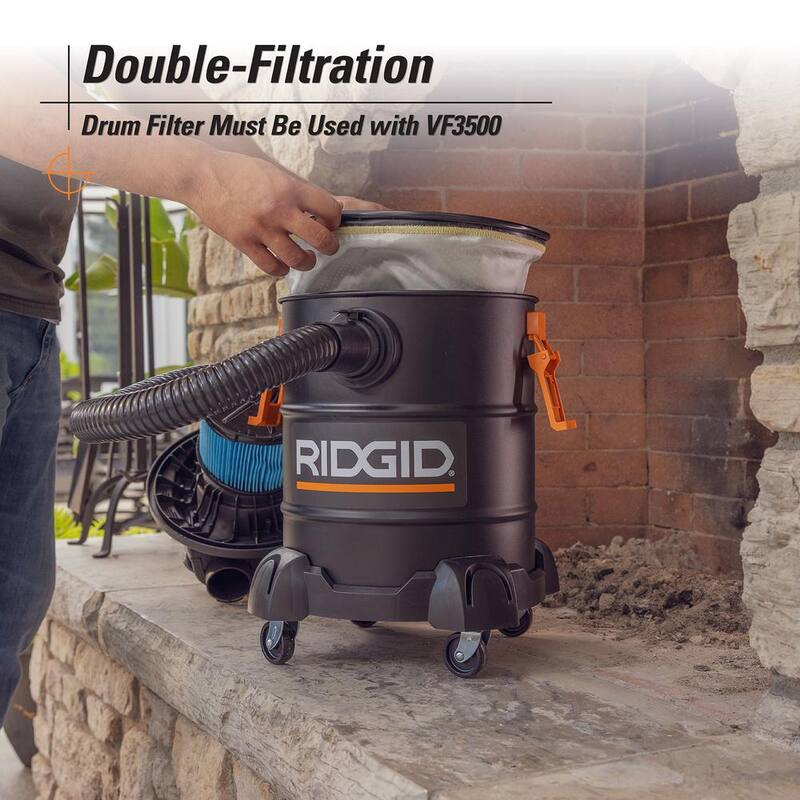 RIDGID Replacement Dry Pick-up Only Shop Vac Micro Cloth Drum Filter for 5 Gal. Ash Vacuum HDAV0500 (1-Pack) - VFA0500