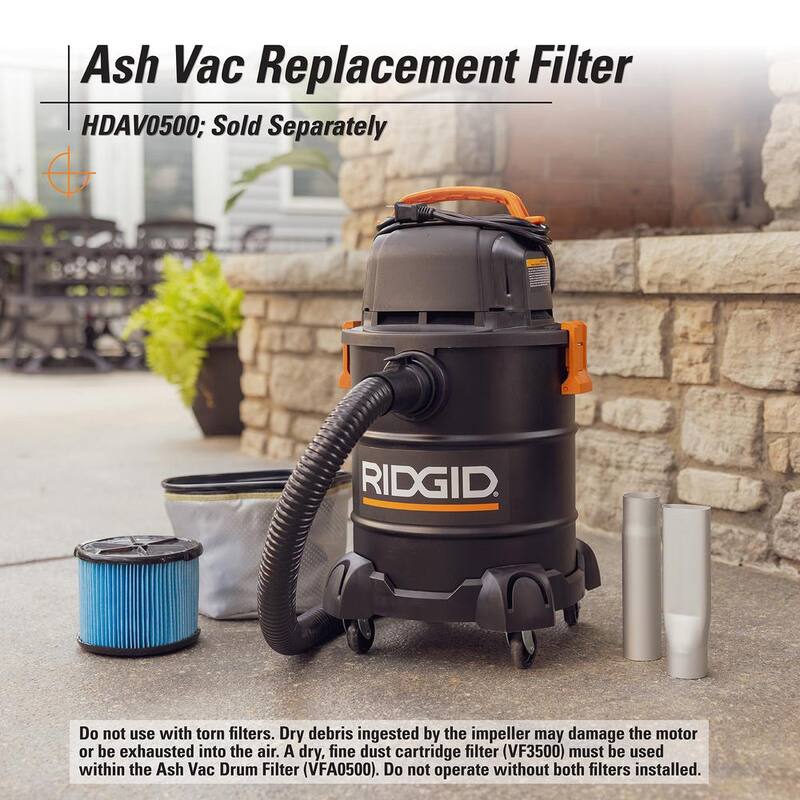 RIDGID Replacement Dry Pick-up Only Shop Vac Micro Cloth Drum Filter for 5 Gal. Ash Vacuum HDAV0500 (1-Pack) - VFA0500