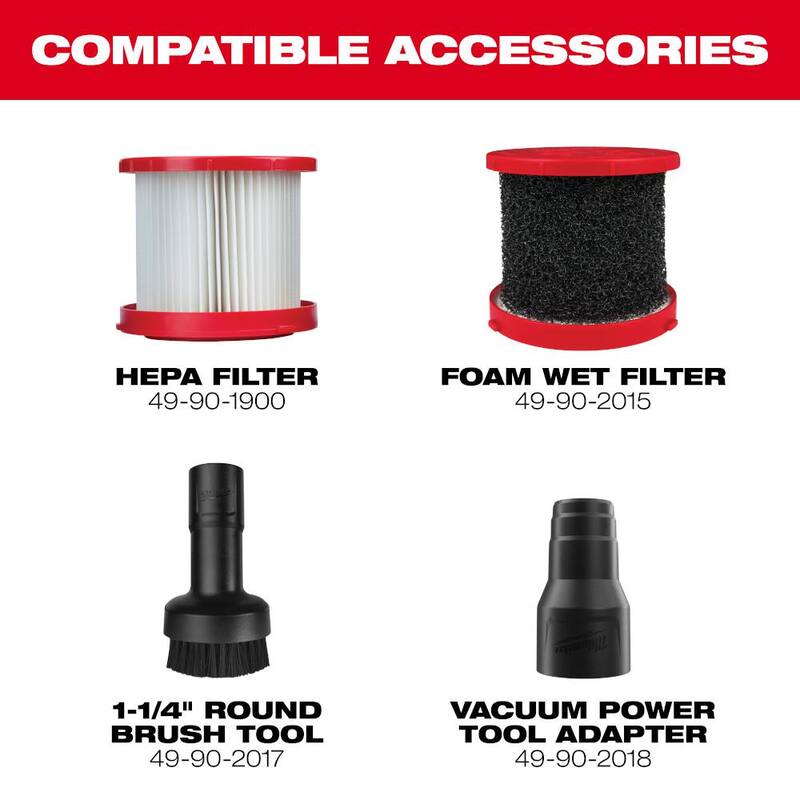 Milwaukee M18 18-Volt 2 Gal. Lithium-Ion Cordless Wet/Dry Vacuum & AIR-TIP Conduit Line Puller Attachment For Wet/Dry Shop Vacuums - 0880-20-49-90-2024