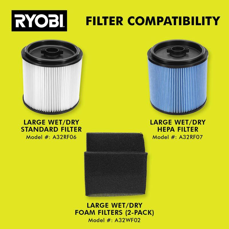 RYOBI ONE+ 18V Cordless 6 Gal. Wet Dry Vacuum (Tool Only) with 7 ft. x 1-7/8 in. Replacement Hose - A32VH02-PCL735B