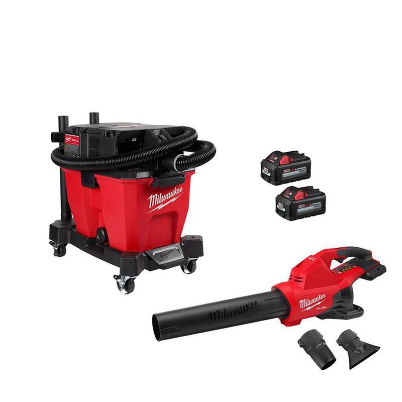 Milwaukee M18 FUEL 9 Gal. Cordless DUAL-BATTERY Wet/Dry Shop Vacuum and DUAL-BATTERY Handheld Blower with 6.0Ah Batteries (2-Pack) - 0920-20-2824-20-48-11-1862