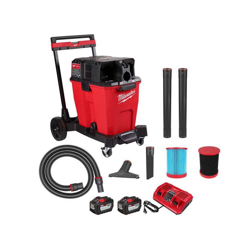 Milwaukee M18 FUEL 12 Gallon Cordless DUAL-BATTERY Wet/Dry Shop Vac Kit W/12.0 Ah Battery, and Charger w/Large Foam Wet Filter - 0930-22HD-49-90-1990
