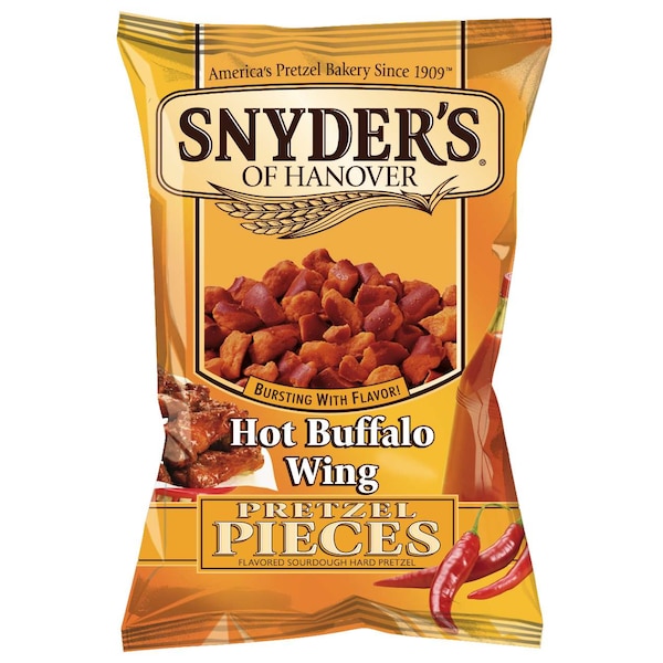 Snyder's Of Hanover Piezas de Pretzel con Sabor a Alitas de Pollo Buffalo Picantes 8 oz. Bolsa, Paquete de 6 - 87660