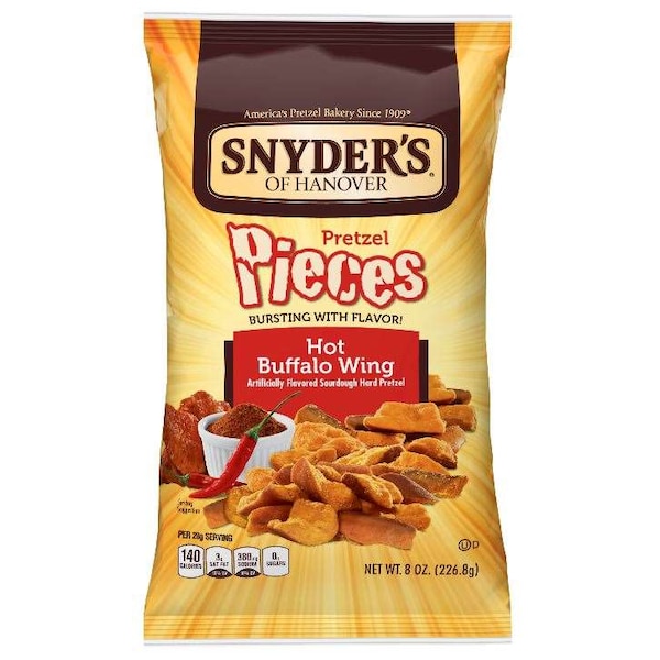 Snyder's Of Hanover Piezas de Pretzel con Sabor a Alitas de Pollo Buffalo Picantes 8 oz. Bolsa, Paquete de 6 - 87660