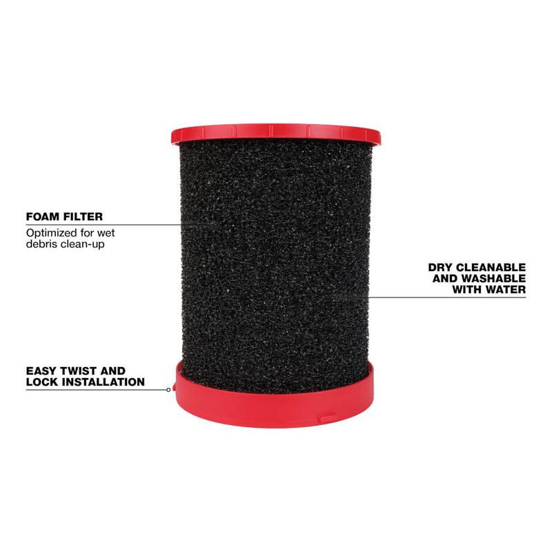 Milwaukee M18 FUEL 6 Gal. Cordless Wet/Dry Shop Vacuum with Hose, Accessories, Extra High Efficiency Filter and Wet Foam Filter - 0910-20-49-90-1978-49-90-1990