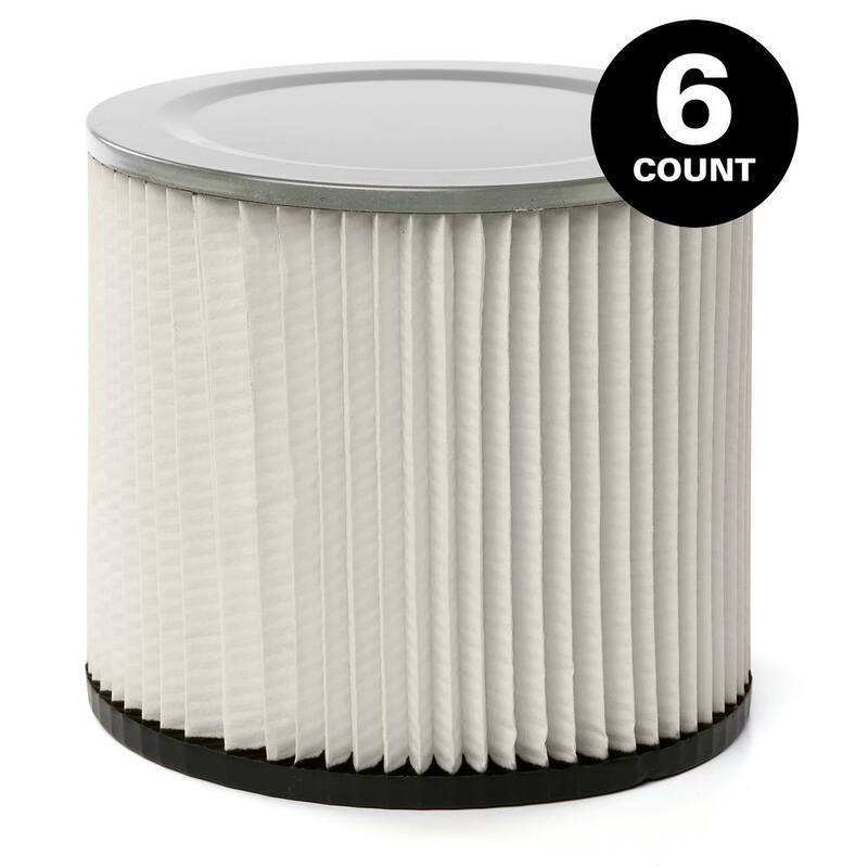MULTI FIT General Dirt and Debris Wet Dry Vacuum Replacement Cartridge Filter for Most Shop-Vac Branded Shop Vacs (6-Pack) - VF2007B