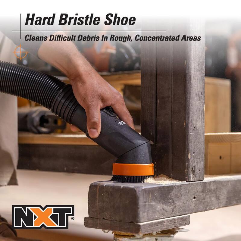 RIDGID 2-1/2 in. NXT Max Rotating Dusting Brush Shoe Kit Shop Vac Attachments with Hard Bristles for RIDGID NXT Wet Dry Vacuums - SK0101