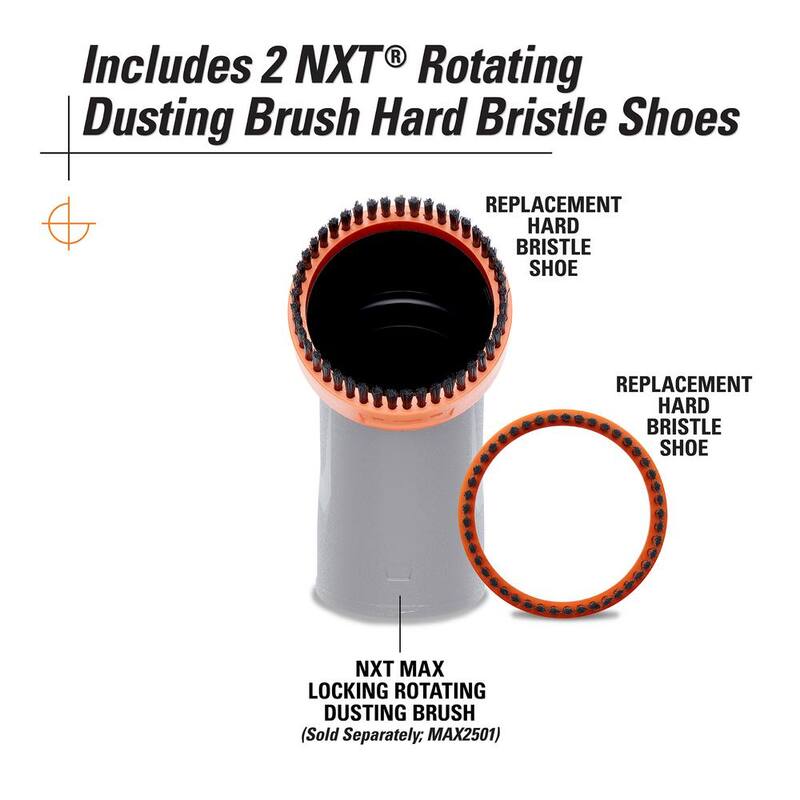 RIDGID 2-1/2 in. NXT Max Rotating Dusting Brush Shoe Kit Shop Vac Attachments with Hard Bristles for RIDGID NXT Wet Dry Vacuums - SK0101