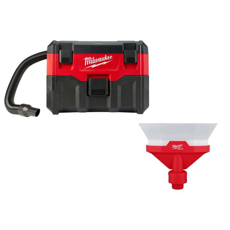Milwaukee M18 18-Volt 2 Gal. Lithium-Ion Cordless Wet/Dry Vacuum and AIR-TIP Dust Collector Wet/Dry Vac Attachment - 0880-20-49-90-2022