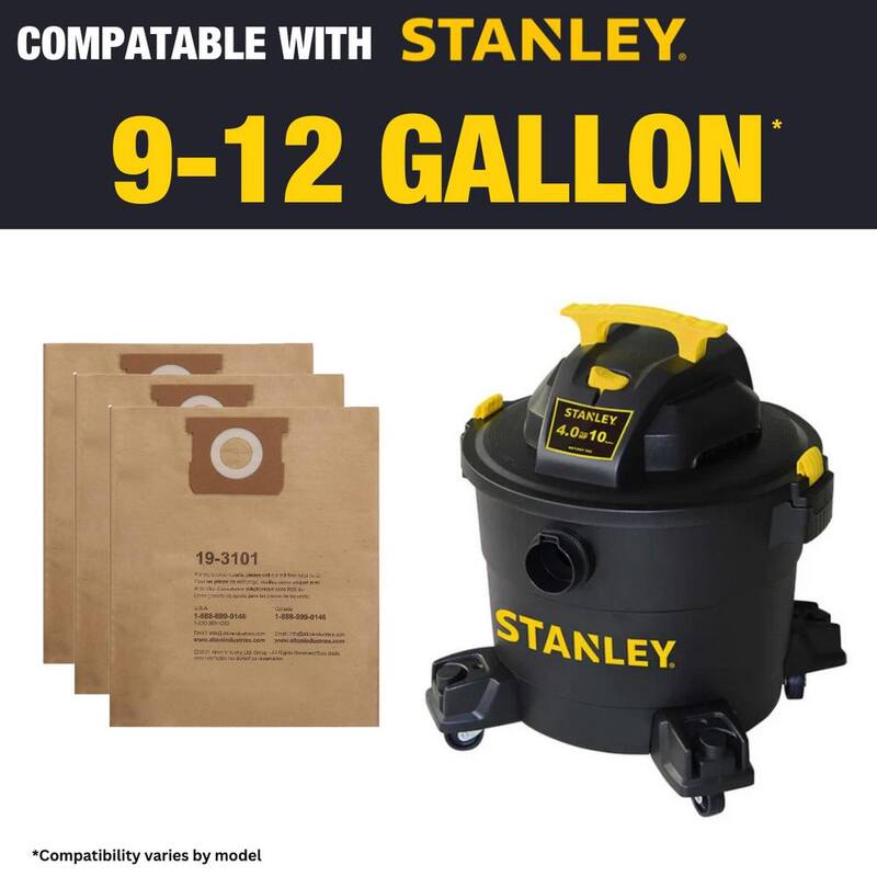 Stanley 9 Gal. to 12 Gal. Disposable Filter Bag for Wet/Dry Vacuums (3-Pack) - 19-3101