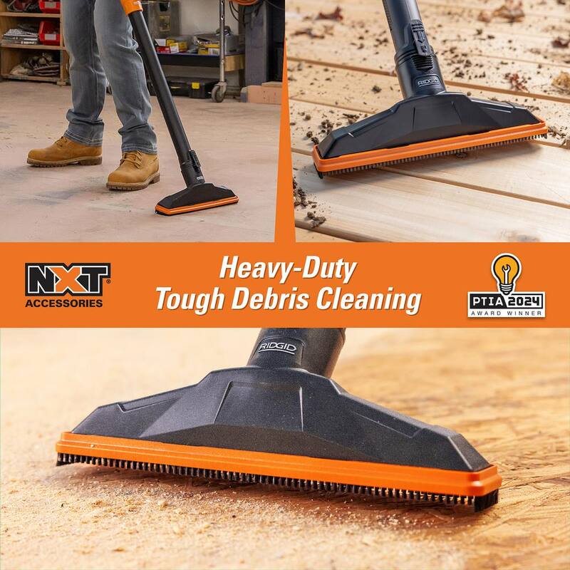 RIDGID 2-1/2 in. NXT Max Floor Tool Shoe Accessory Shop Vac Attachment with Hard Bristles for RIDGID NXT Wet Dry Vacuums - SK1501