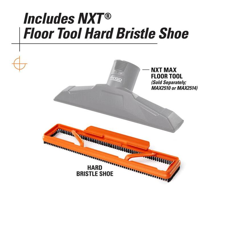 RIDGID 2-1/2 in. NXT Max Floor Tool Shoe Accessory Shop Vac Attachment with Hard Bristles for RIDGID NXT Wet Dry Vacuums - SK1501