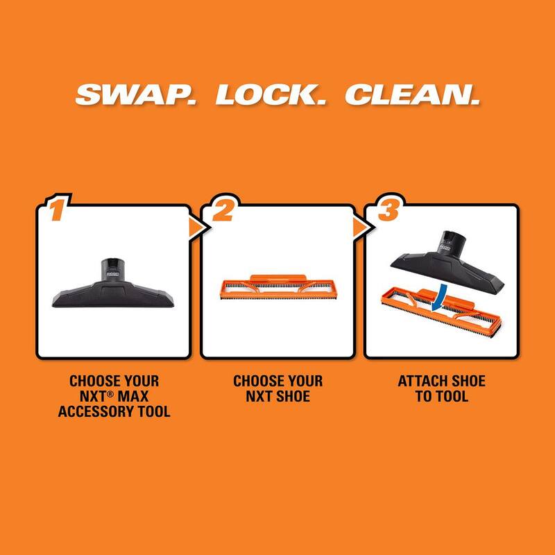 RIDGID 2-1/2 in. NXT Max Floor Tool Shoe Accessory Shop Vac Attachment with Hard Bristles for RIDGID NXT Wet Dry Vacuums - SK1501