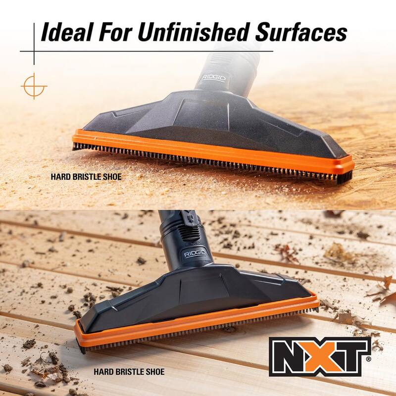 RIDGID 2-1/2 in. NXT Max Floor Tool Shoe Accessory Shop Vac Attachment with Hard Bristles for RIDGID NXT Wet Dry Vacuums - SK1501