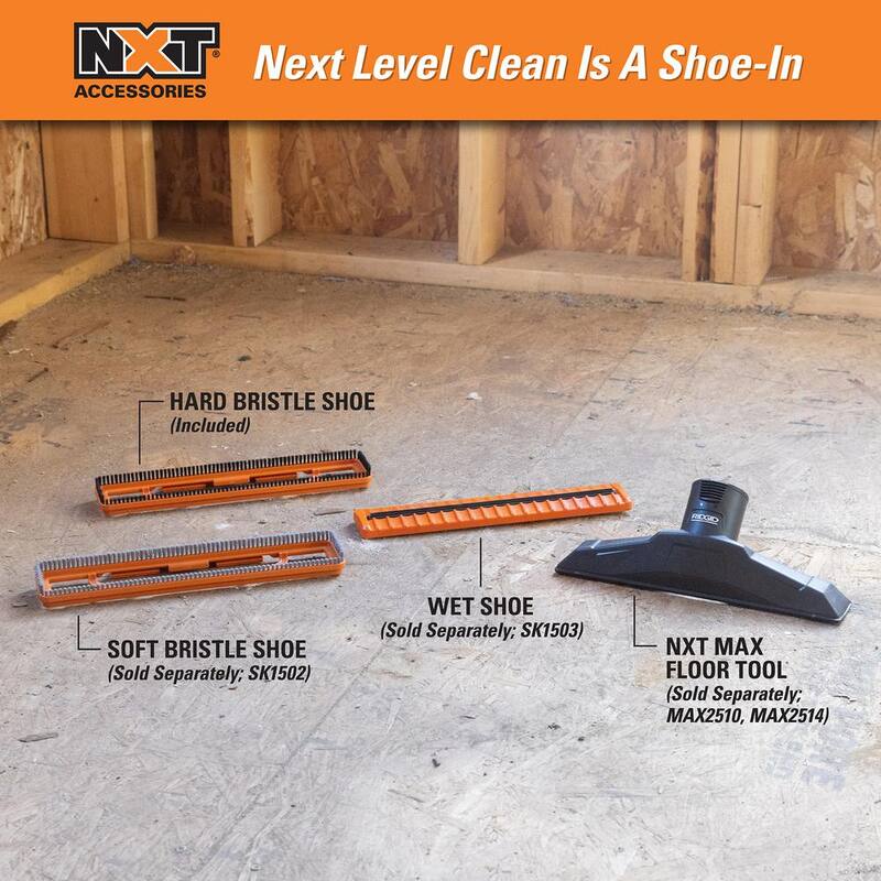 RIDGID 2-1/2 in. NXT Max Floor Tool Shoe Accessory Shop Vac Attachment with Hard Bristles for RIDGID NXT Wet Dry Vacuums - SK1501