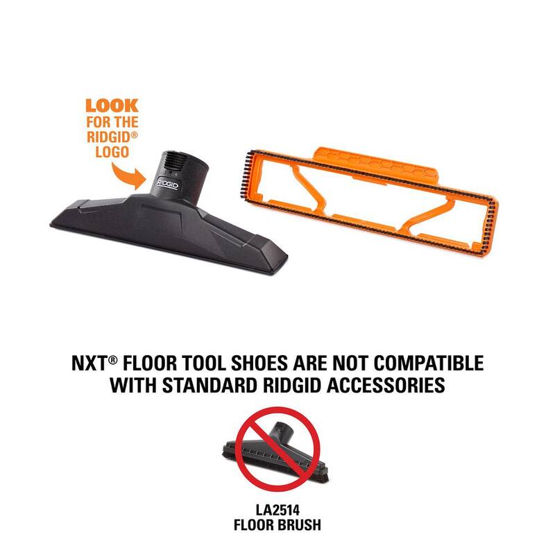 RIDGID 2-1/2 in. NXT Max Floor Tool Shoe Accessory Shop Vac Attachment with Hard Bristles for RIDGID NXT Wet Dry Vacuums - SK1501