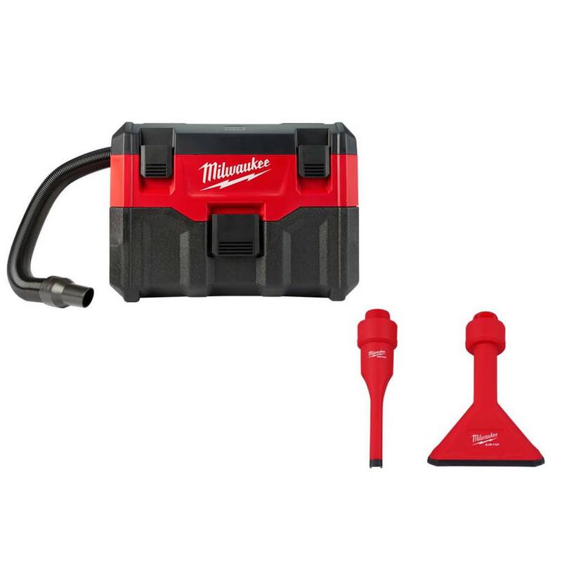 Milwaukee M18 18-Volt 2 Gal. Lithium-Ion Cordless Wet/Dry Vacuum & AIR-TIP Crevice Tool and Utility Nozzle Kit For Wet/Dry Vacuums - 0880-20-49-90-2034