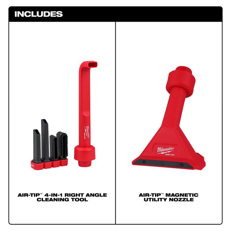 Milwaukee AIR-TIP 1-1/4 in. to 2-1/2 in. Magnetic Utility Nozzle and 4-IN-1 Right Angle Wet/Dry Vacuum Attachment Kit (5-Piece) - 49-90-2032-49-90-2026