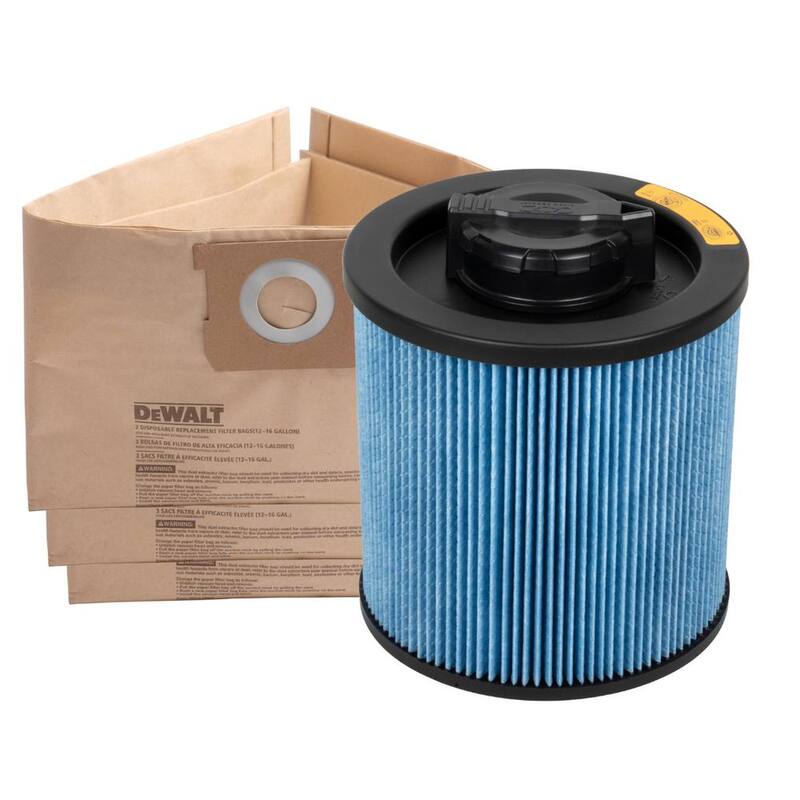 DEWALT 3-Pack Disposable Bag and Fine Dust Cartridge Filter Combo Pack for 12-16 Gallon Wet/Dry Vacuums - 6912-4102