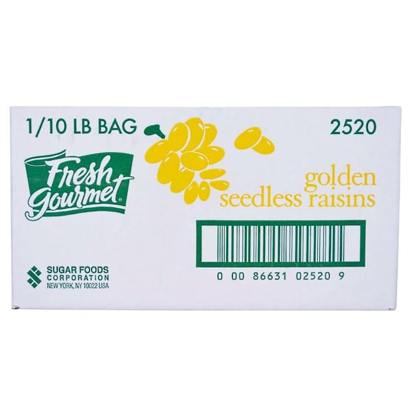 Pasas sin semilla doradas Fresh Gourmet de 10 libras - 2520