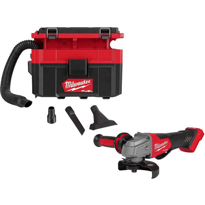 Milwaukee M18 FUEL PACKOUT 18-Volt Lithium-Ion Cordless 2.5 Gal. Wet/Dry Vacuum with M18 FUEL 4-1/2 in. Grinder - 0970-20-2880-20